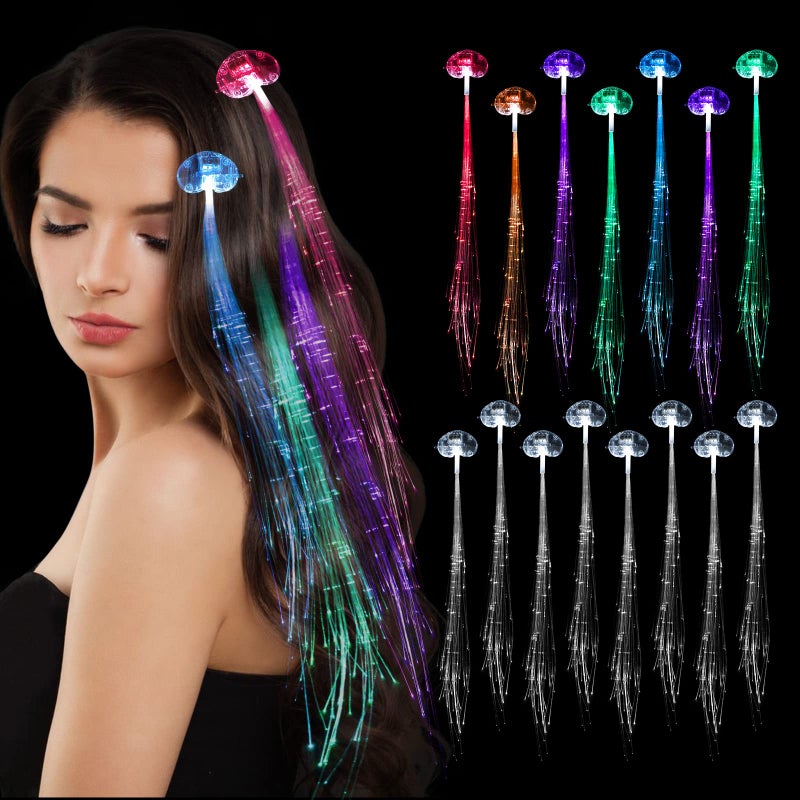 10PCS Light Up Hair Accessories, Glow In The Dark Party Supplies, LED Hair Clips Extensions for Girls Women, Neon Rave, Heart Shape - Image 1