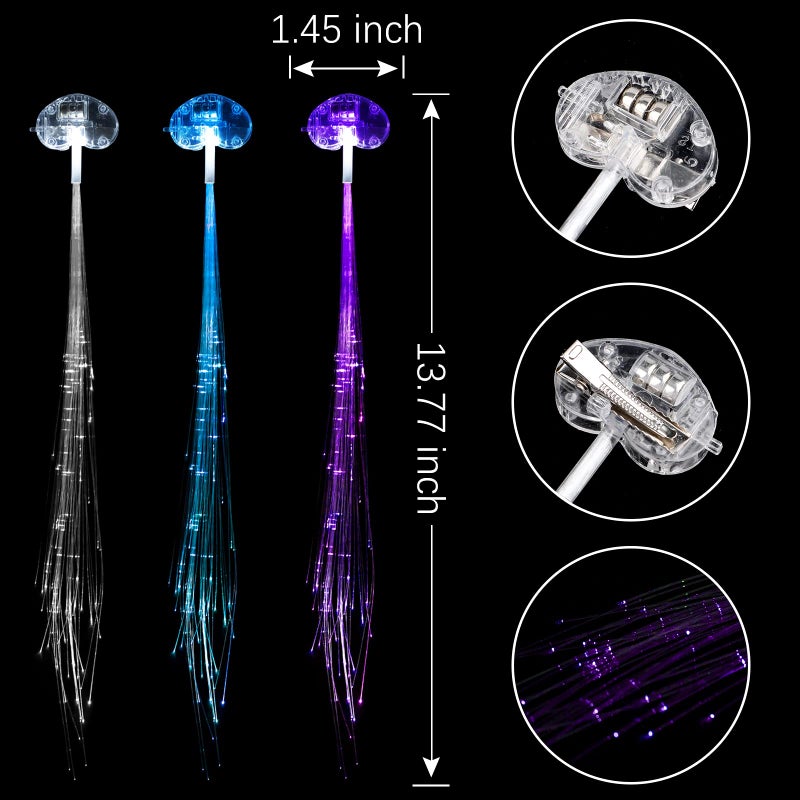 10PCS Light Up Hair Accessories, Glow In The Dark Party Supplies, LED Hair Clips Extensions for Girls Women, Neon Rave, Heart Shape - Image 3