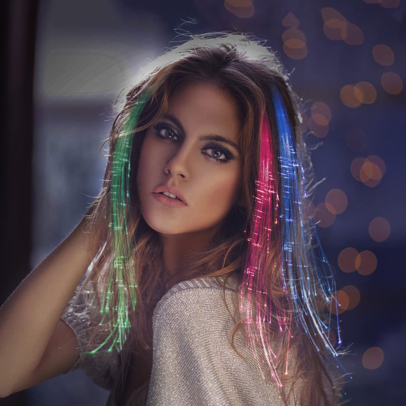 10PCS Light Up Hair Accessories, Glow In The Dark Party Supplies, LED Hair Clips Extensions for Girls Women, Neon Rave, Heart Shape - Image 2