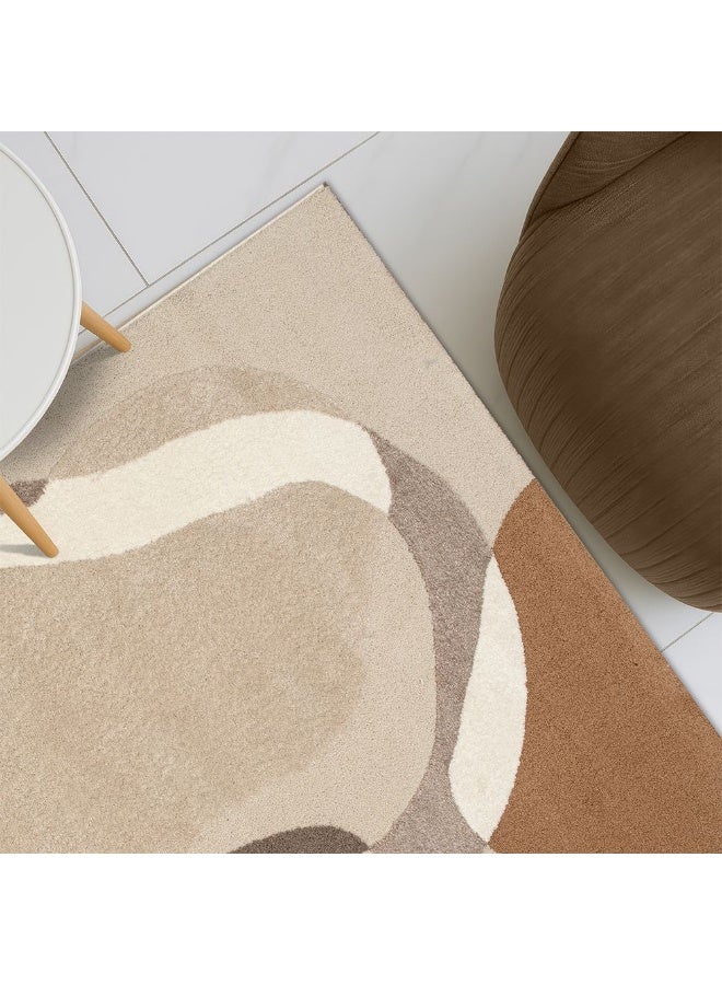 DANUBE HOME La Perle Modern Abstracts Rug | Washable Modern Rugs Style | Polypropylene + Polyester Area Rug Floor Covering | Indoor Carpet For Living Room Dining Bedroom 200X300cm-Rust - Image 1