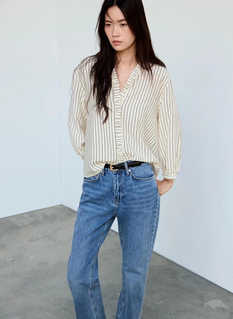 Striped Blouse With Frill Detail