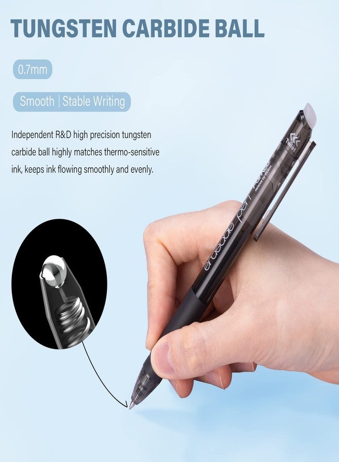 ParKoo Retractable Erasable Gel Pens, 20 Black Twist Pens, Fine Point 0.7 mm, Make Mistakes Disappear, Smooth Writing with Comfortable Grip for Journaling Drawing, Note-Taking - Image 3