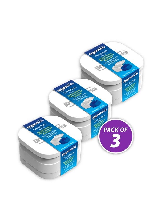 BrightWorks Dental Bath Cleaner Cup Case (3 Pack) for Dentures, Aligners, Retainers, Night Guards, Mouth Guards, Dental Guards, and Dental Appliances. includes Rinsing Basket, Easy to Use. - Image 1