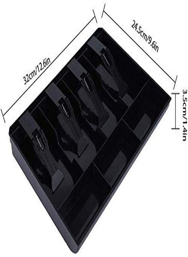 DEV STORE ABS Cash Tray, 4 Cash/Bills and 3 Coin Compartment Cash Drawer Safe Box | Black - Image 2