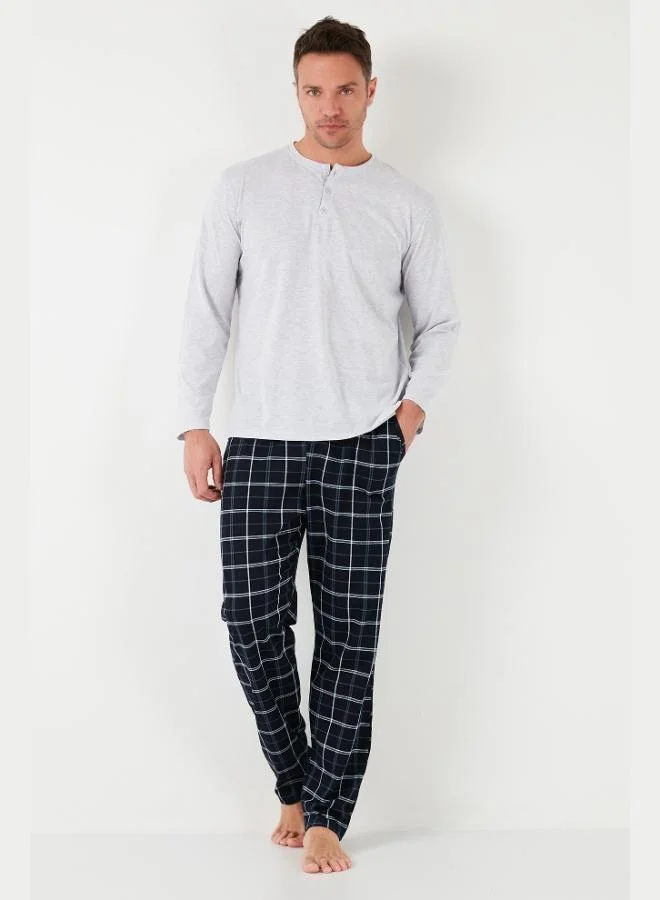 Buratti  Buratti Plaid Cotton Elastic Waist Regular Fit Long Sleeve Pajama Set Men's PAJAMAS SET 6572003 for Men | Best Price UAE