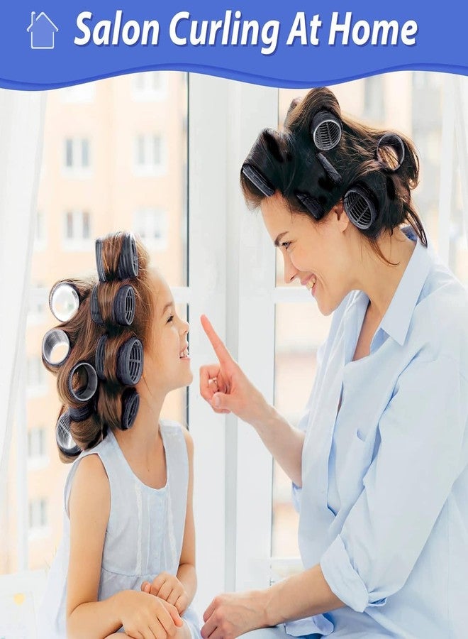 Spoken jumbo Hair Curlers Rollers, 24Pcs Set with 12 Hair Curlers Self Grip Holding Rollers and 12 Stainless Steel Duckbill Clips for Long Medium Short Thick Fine Thin Hair Bangs Volume (Blue) - Image 3