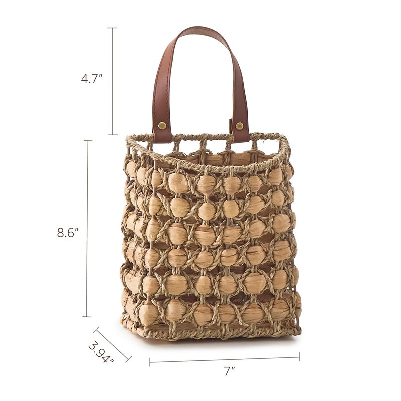 LGENHOOM Wall Hanging Pocket Basket Portable Storage Basket Decorative Boho Mounted Organizer Dried Flower Plants Front Door Basket for Garden Farmhouse Home - Image 2