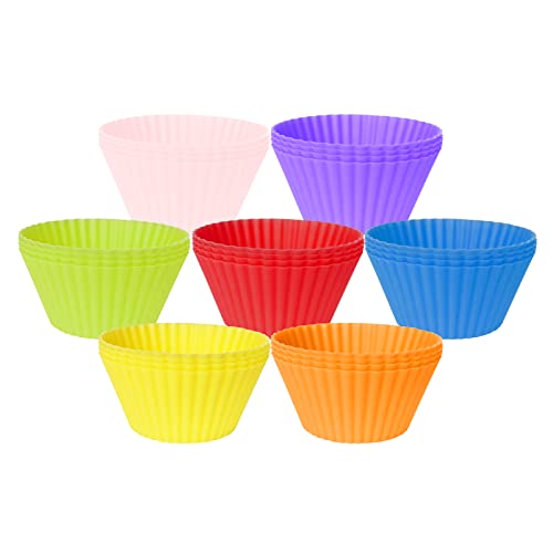 YOLCAR 28 Pack Silicone Baking Cups, 7 Colors 2.64 inches Muffin Cups, Reusable Cupcake Mold, Non-Stick Cake Lining - Image 5
