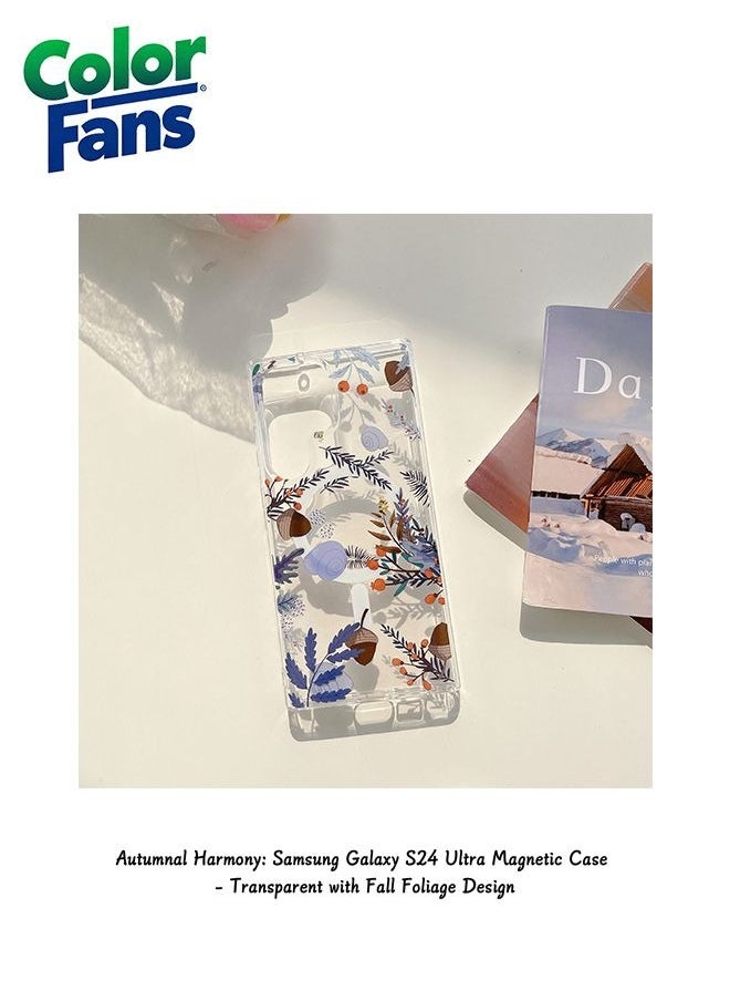 Color Fans Autumnal Harmony: Samsung Galaxy S24 Ultra Magnetic Case - Transparent with Fall Foliage Design 