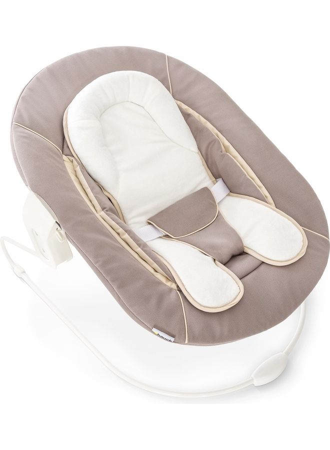 Hauck Alpha+ 2-in-1 Baby Bouncer & Rocker – Newborn Bouncer Seat with Soft Cushion, Breathable Fabric, Safe 3-Point Harness – Stretch Beige - Image 1