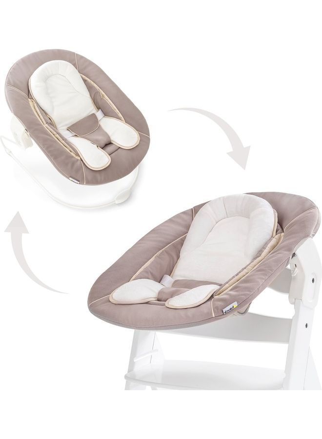 Hauck Alpha+ 2-in-1 Baby Bouncer & Rocker – Newborn Bouncer Seat with Soft Cushion, Breathable Fabric, Safe 3-Point Harness – Stretch Beige - Image 5