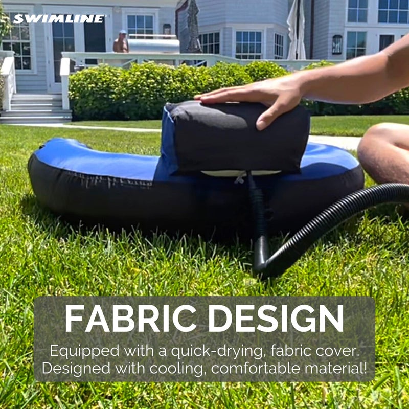 SWIMLINE ORIGINAL Fabric Covered U-Seat Inflatable Pool Lounger | With Comfortable Sling Seat, Back Rest, and Built In Cup Holder | For Pool, Beach, Lake, and More - Image 4