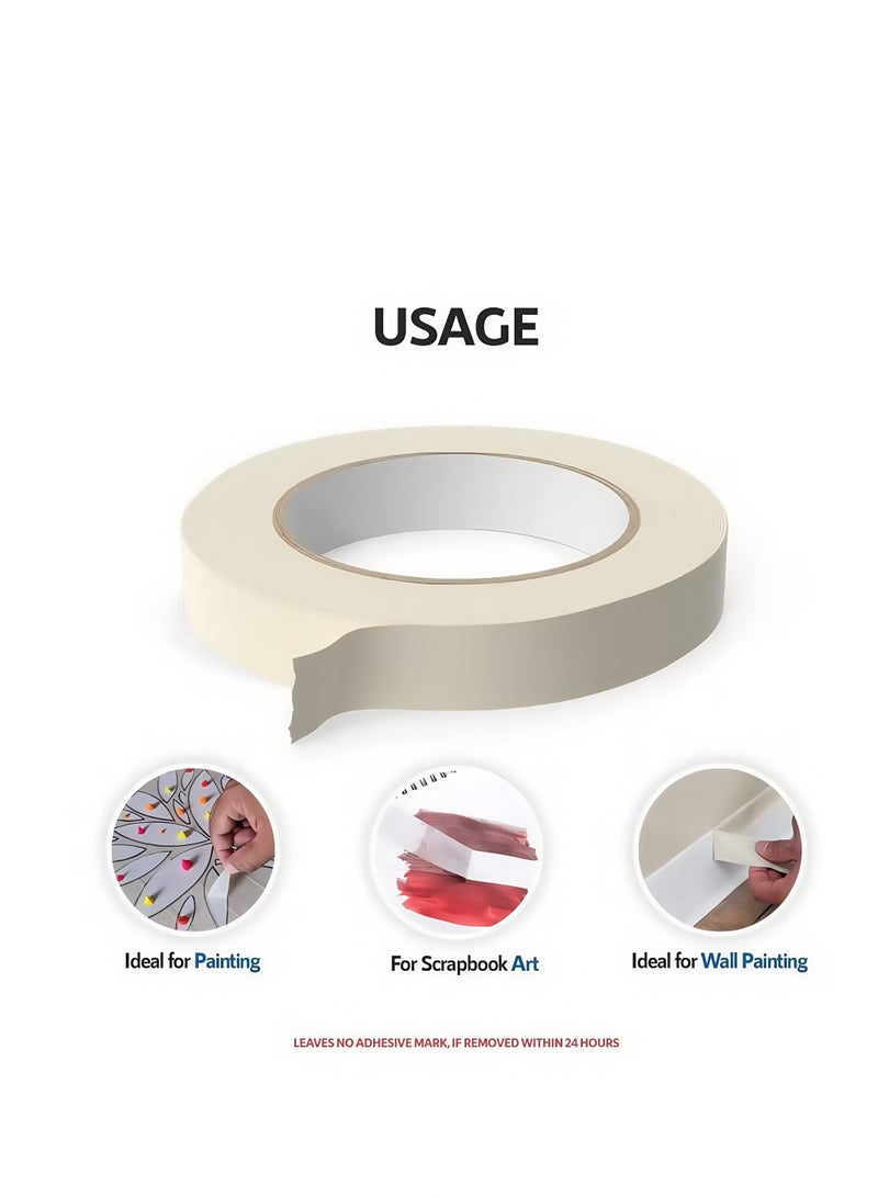 أروى 6 لفات اخفاء أشرطة 0.71 بوصة س 21.9 ياردة الأبيض شريط لاصق قوي للرسم ، تزيين ، مكتب ، القرطاسية المدرسية ، الفنون, - Image 3