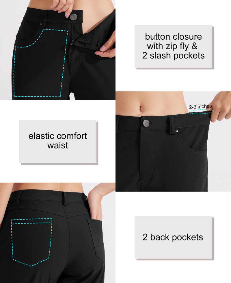 Libin Womens Dress Pants 29" Stretch Straight Leg Work Slacks Office Business Casual Golf Pants for Hiking Travel Lightweight,Black 12 - Image 4