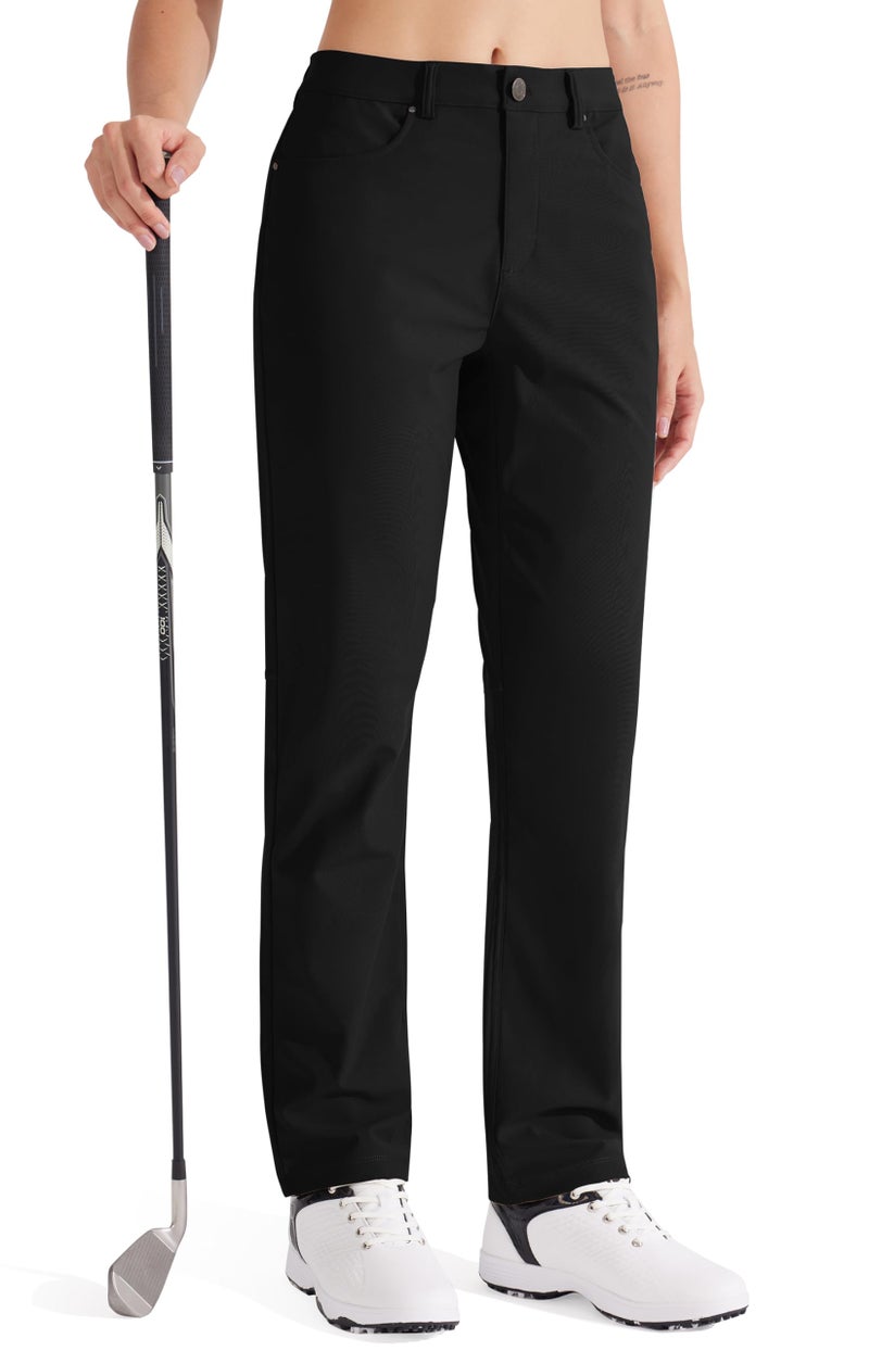 Libin Womens Dress Pants 29" Stretch Straight Leg Work Slacks Office Business Casual Golf Pants for Hiking Travel Lightweight,Black 12 - Image 1