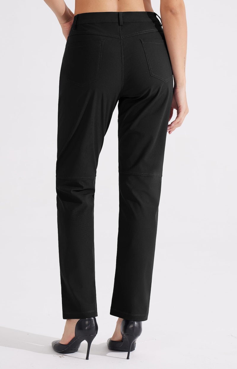 Libin Womens Dress Pants 29" Stretch Straight Leg Work Slacks Office Business Casual Golf Pants for Hiking Travel Lightweight,Black 12 - Image 2