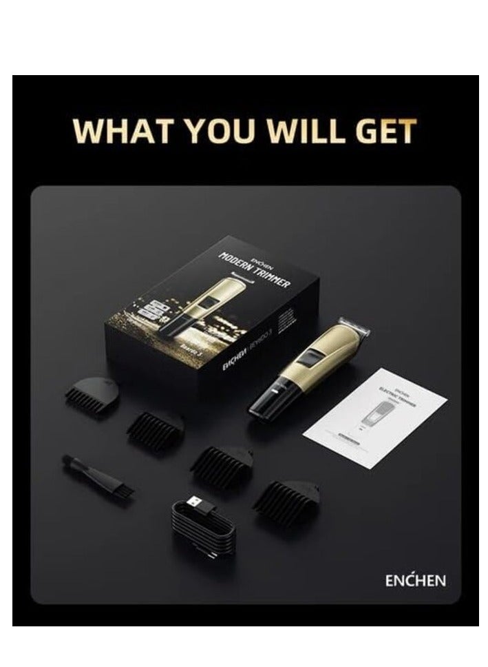 Enchen Beardo 3 Trimmer, 8000 RPM, Low Noise, Self Sharpening Stainless Steel Blades, Indicator Light, Up To 120 Minutes Of Use, 800mAh Battery, Gold | Beardo-3 - Image 2