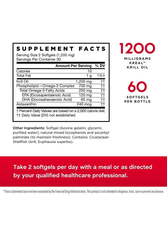 Jarrow Formulas Krill Oil - 60 Softgels - Phospholipid Omega-3 Complex with Astaxanthin - May Support Lipid Management, Brain Function & Metabolism - 30 Servings - Image 2