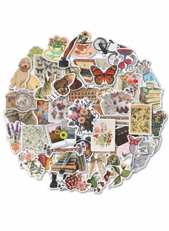 Vintage Stickers, 50Pcs Cute Cottagecore Scrapbooking Stickers Aesthetic Retro Journaling Supplies Kit, Waterproof Vinyl Decals for Planner Junk Journal Scrapbook Paper Water Bottle Laptop