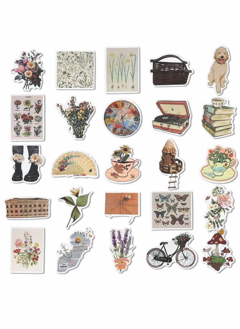 Generic - Vintage Stickers, 50Pcs Cute Cottagecore Scrapbooking Stickers Aesthetic Retro Journaling Supplies Kit, Waterproof Vinyl Decals for Planner Junk Journal Scrapbook Paper Water Bottle Laptop - Image 1