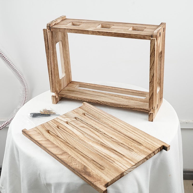 حامل جهاز التوجيه الخشبي المثبت على الحائط مع إدارة الكابلات 1 قطعة - Image 3