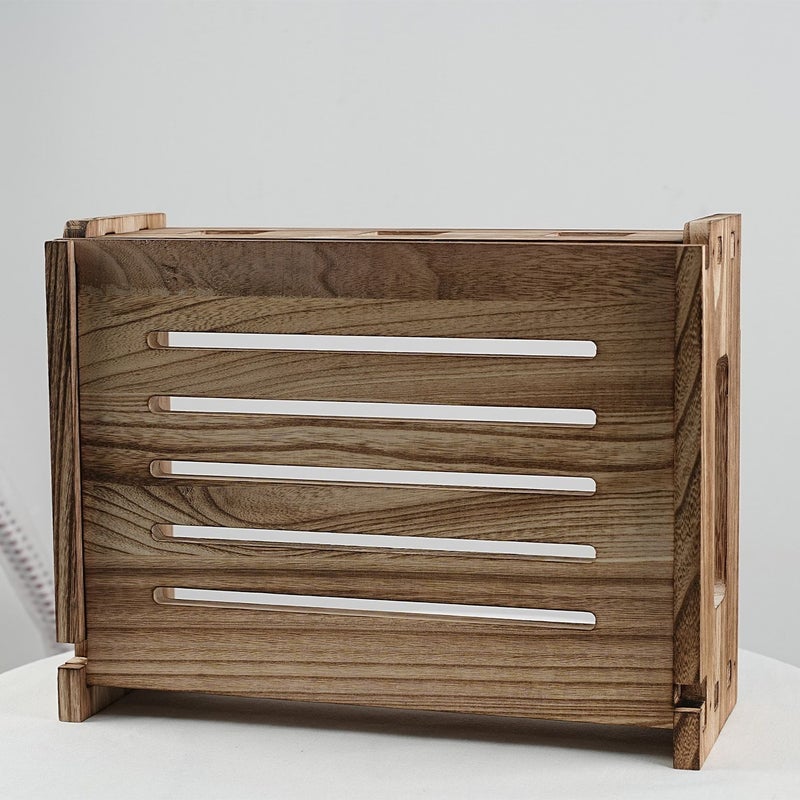 حامل جهاز التوجيه الخشبي المثبت على الحائط مع إدارة الكابلات 1 قطعة - Image 1