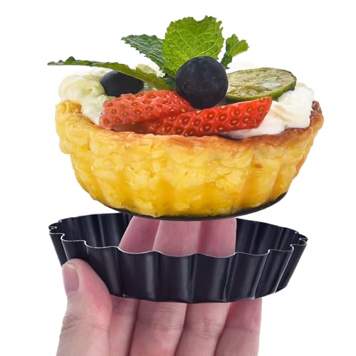 DATANYA 8 Pack Mini Tart Pans 4 Inch with Removable Bottom Round Nonstick Quiche Pan, Heavy Duty Fluted Side for Pies, Mousse Cakes, Dessert Baking (4 Inch 8pcs) - Image 4