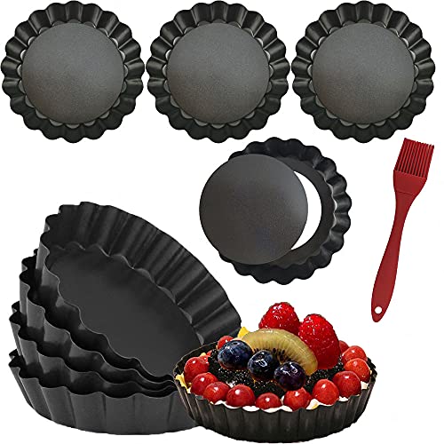 DATANYA 8 Pack Mini Tart Pans 4 Inch with Removable Bottom Round Nonstick Quiche Pan, Heavy Duty Fluted Side for Pies, Mousse Cakes, Dessert Baking (4 Inch 8pcs) - Image 1