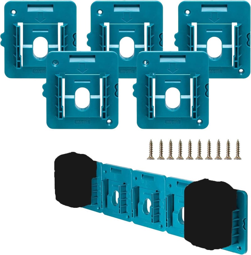 Crivnhar Battery Holder Work for Makita 18V Battery Mounts Dock Hanger Compatible for BL1860 BL1850 BL1840 BL1830, 5 Pack(w/10 Screws) - Image 1