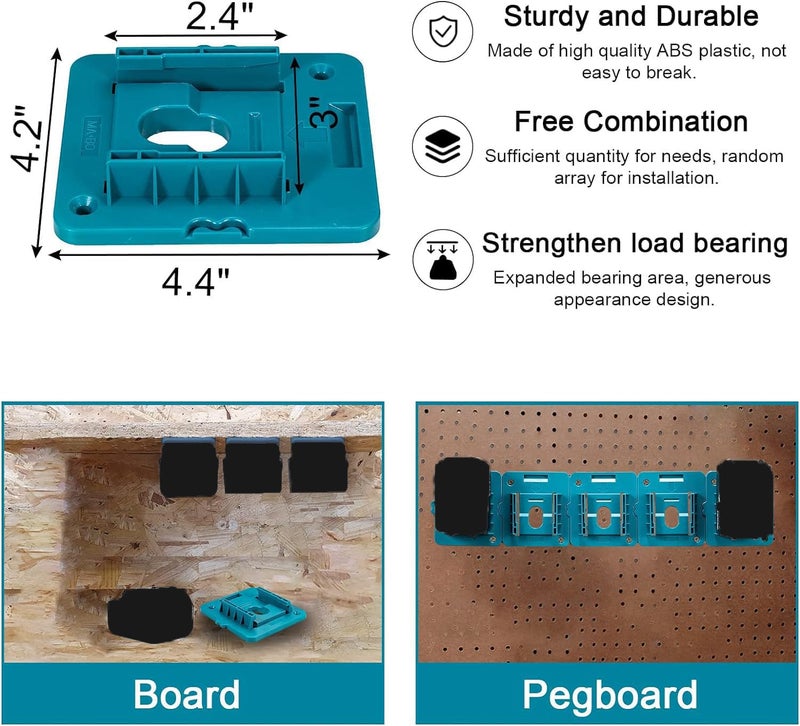 Crivnhar Battery Holder Work for Makita 18V Battery Mounts Dock Hanger Compatible for BL1860 BL1850 BL1840 BL1830, 5 Pack(w/10 Screws) - Image 2