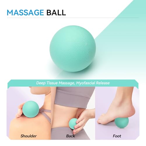 Zmarthumb 5 in 1 Foam Roller Set, High Density Fitness Exercise Foam Roller for Deep Tissue Muscle Massage, Massage Roller, Massage Ball, Resistance Band, for Whole Body(Tiffany Green) - Image 5