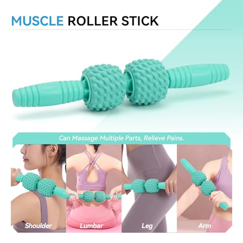 Zmarthumb 5 in 1 Foam Roller Set, High Density Fitness Exercise Foam Roller for Deep Tissue Muscle Massage, Massage Roller, Massage Ball, Resistance Band, for Whole Body(Tiffany Green) - Image 4