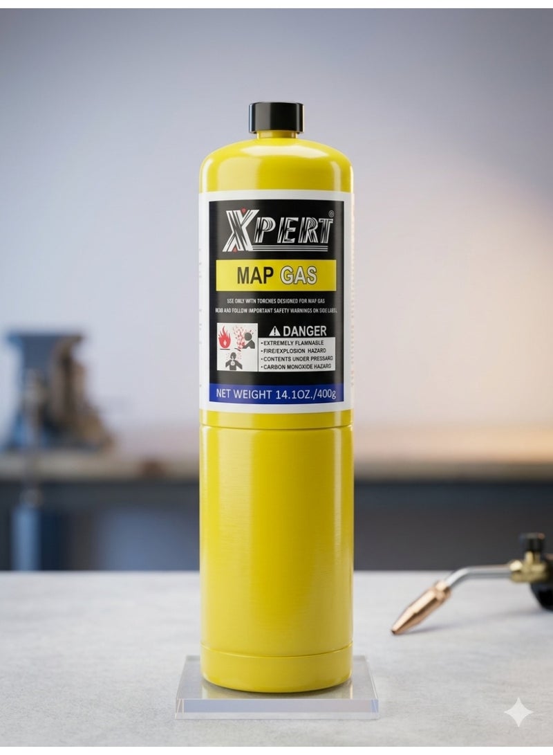 XPERT MAP Gas Cylinder for Brazing & Soldering | High Temperature Fuel Gas for HVAC, Refrigeration, Plumbing & Copper Pipe Welding