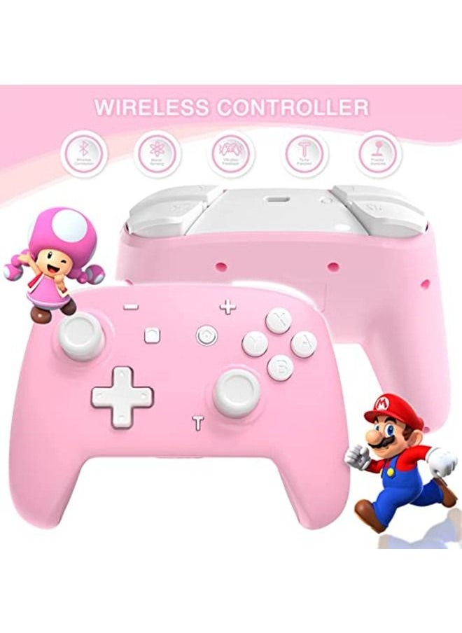 Generic - Wireless Controller for Nintendo Switch/Switch Lite, momen Pink Wireless Pro Controller with Turbo, Motion, Adjustable Vibration, Wake-Up, Gyro Axis - Image 1