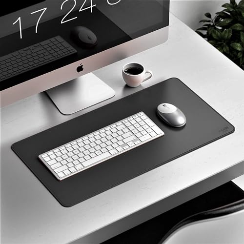 V-CUBE Designs Desk Mat|60X35cm|2.4mm Thick(Padded)|Premium Vegan Leather Laptop Mat/Extended Mouse Pad/Stitched, Reversible, Sturdy Deskspread | High Tear/Peel Strength|Anti-Slip,Splash-Proof| Black - Image 5