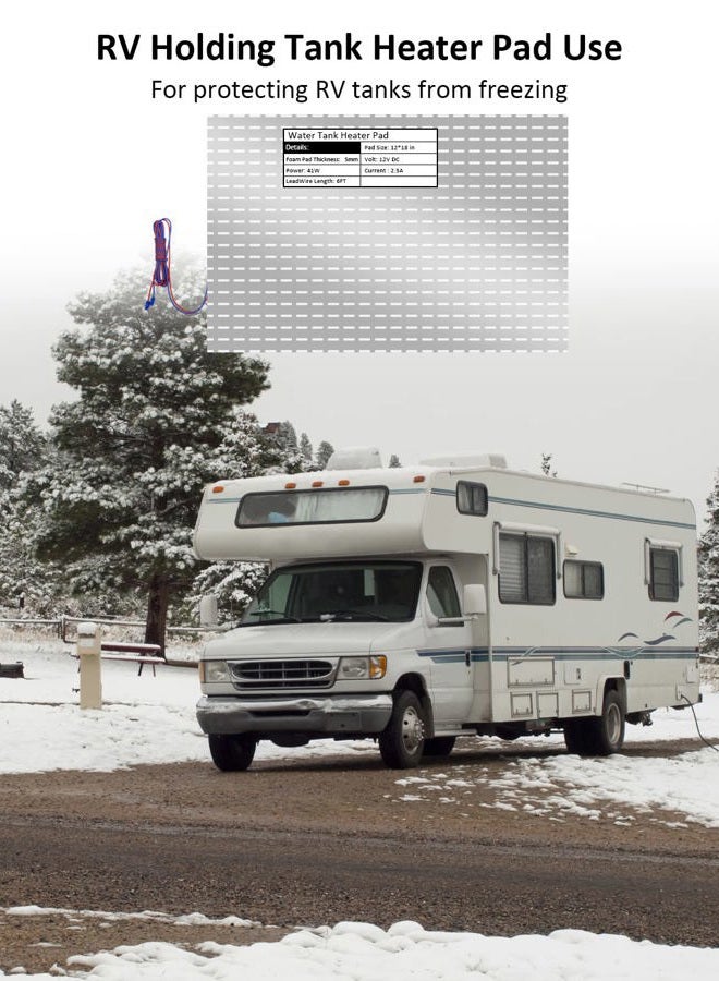 YUANTUO 12" x 18" RV Tank Heater Pad 12V DC, 2Pack Water Tank Heating Pad with Constant Temperature Heating Plate, Use with Up to 50 Gallons Fresh Water - Image 2