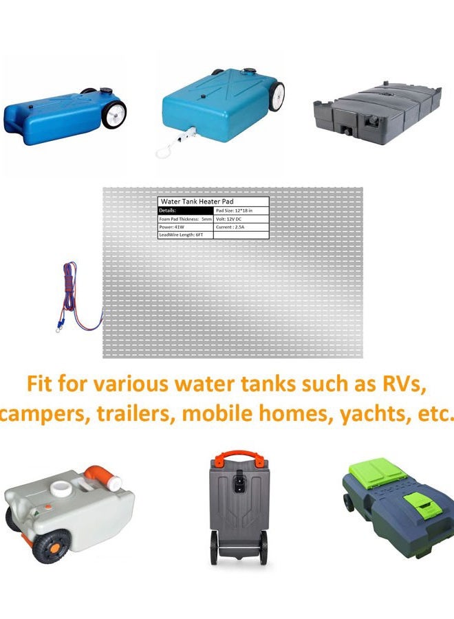 YUANTUO 12" x 18" RV Tank Heater Pad 12V DC, 2Pack Water Tank Heating Pad with Constant Temperature Heating Plate, Use with Up to 50 Gallons Fresh Water - Image 3