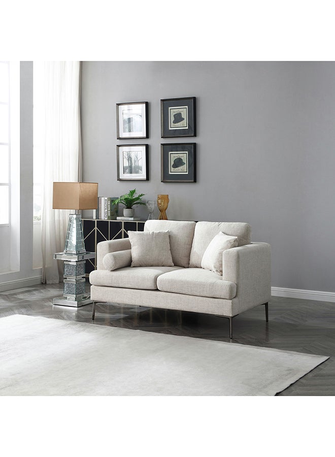 Home Box Amare 2-Seater Love Seat Beige Sofa with 2 Cushions and 1 Round Bolster 88 x 89 x 143 cm - Image 2