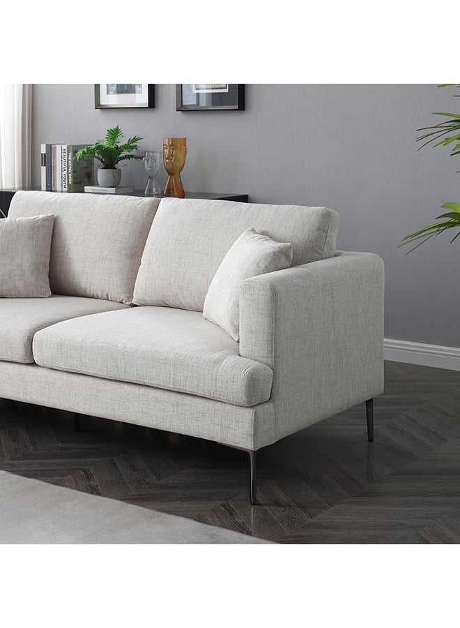 Home Box Amare 2-Seater Love Seat Beige Sofa with 2 Cushions and 1 Round Bolster 88 x 89 x 143 cm - Image 3