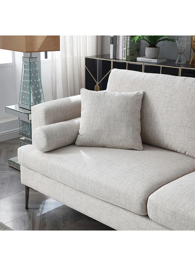 Home Box Amare 2-Seater Love Seat Beige Sofa with 2 Cushions and 1 Round Bolster 88 x 89 x 143 cm - Image 4