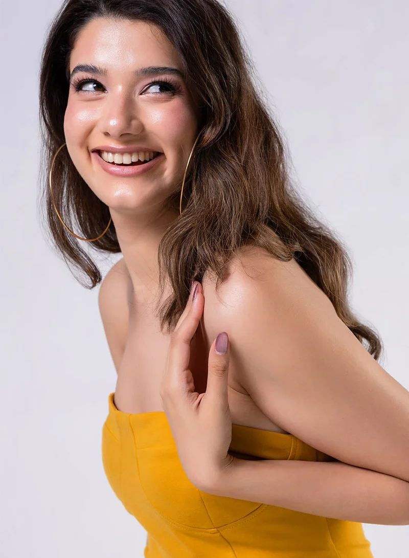 Zigzag  Yellow Tube Dress With A Side Opening for Women | Best Price UAE