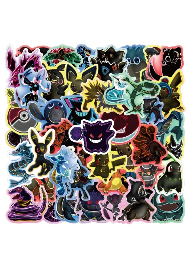ملصقات نيون بوكيمون مكونة من 60 قطعة، ملصق سلسلة بوكيمون كرتونية، ملصقات مقاومة للماء غير متكررة لأجهزة الكمبيوتر المحمول، لوح التزلج، زجاجات المياه، الكمبيوتر، الهاتف، الجيتار، ملصقات للأطفال والمراه - Image 1