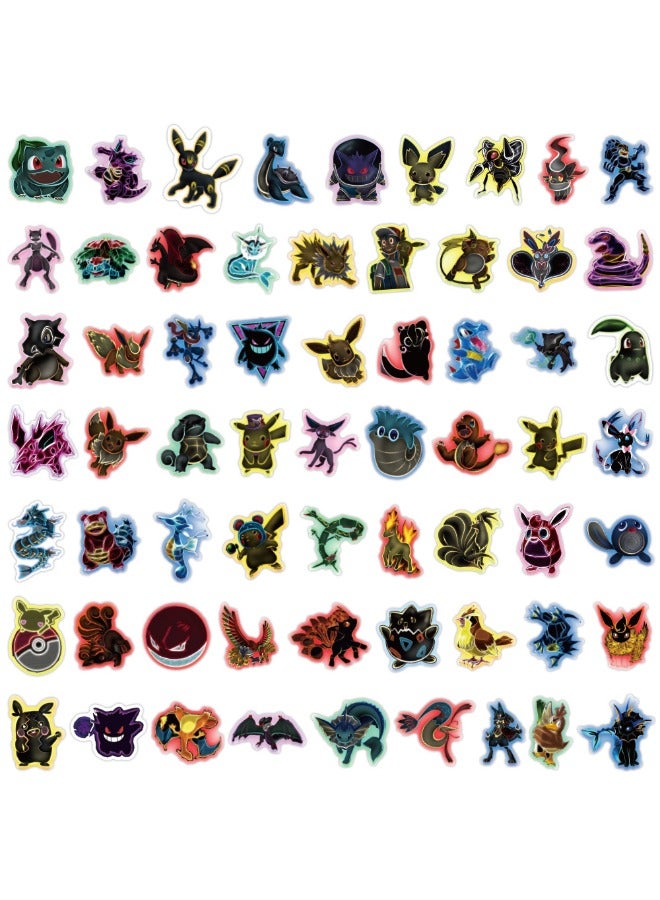 ملصقات نيون بوكيمون مكونة من 60 قطعة، ملصق سلسلة بوكيمون كرتونية، ملصقات مقاومة للماء غير متكررة لأجهزة الكمبيوتر المحمول، لوح التزلج، زجاجات المياه، الكمبيوتر، الهاتف، الجيتار، ملصقات للأطفال والمراه - Image 5