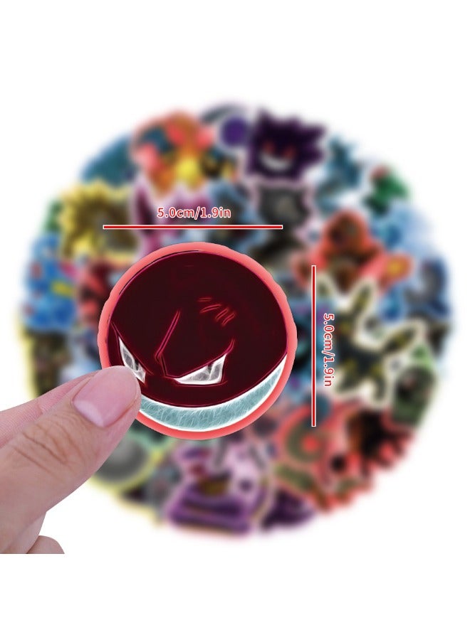 ملصقات نيون بوكيمون مكونة من 60 قطعة، ملصق سلسلة بوكيمون كرتونية، ملصقات مقاومة للماء غير متكررة لأجهزة الكمبيوتر المحمول، لوح التزلج، زجاجات المياه، الكمبيوتر، الهاتف، الجيتار، ملصقات للأطفال والمراه - Image 3