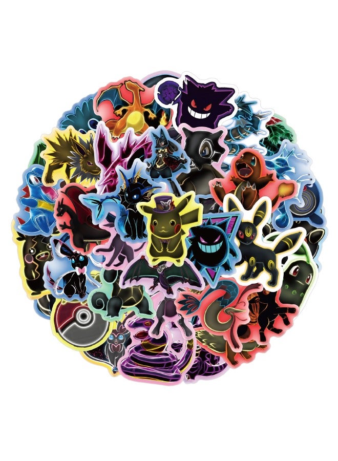 ملصقات نيون بوكيمون مكونة من 60 قطعة، ملصق سلسلة بوكيمون كرتونية، ملصقات مقاومة للماء غير متكررة لأجهزة الكمبيوتر المحمول، لوح التزلج، زجاجات المياه، الكمبيوتر، الهاتف، الجيتار، ملصقات للأطفال والمراه - Image 2