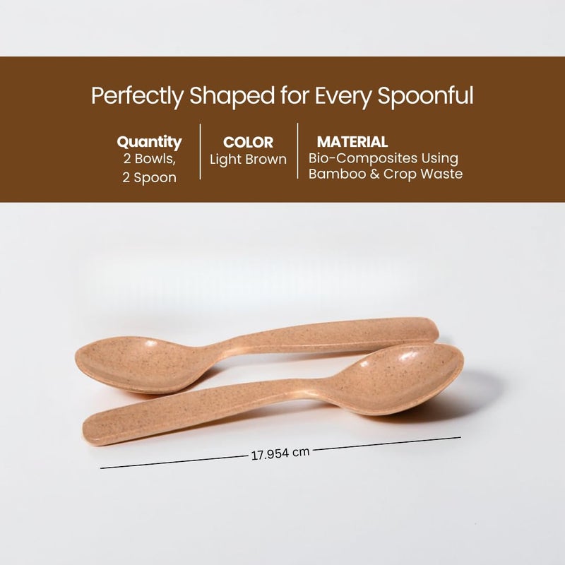 Pacing Grass Bamboo Bio-Composite Large Bowl & Spoon Set | Lightweight, Durable Tableware for Daily Use | Eco-Friendly Kitchen Essentials 750 ml Bowl (2) - Image 5
