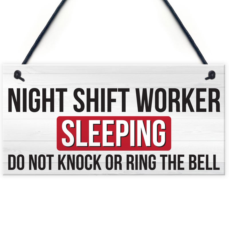 RED OCEAN Night Shift Worker Sleeping Do Not Disturb Hanging Plaque Drs Nurses Sign