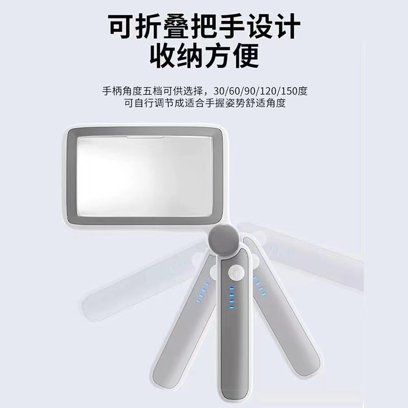 مكبر يدوي قابل للطي مع ضوء LED، تكبير 4x، عدسة 120 مم - Image 3