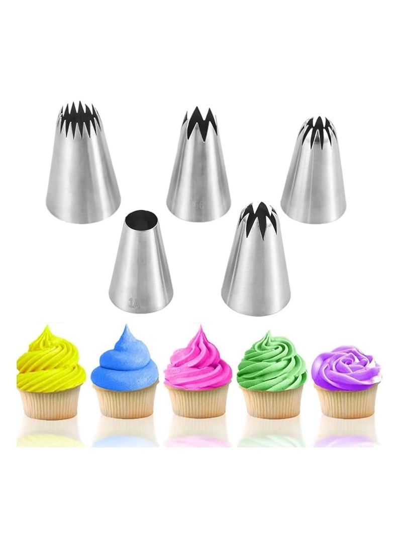 AMM Icing Nozzle Stainless Steel Decoration DIY Nozzles Tips Kit Pastry Baking Tools For Cakes Cookies Decorating 5 pcs set - Image 1