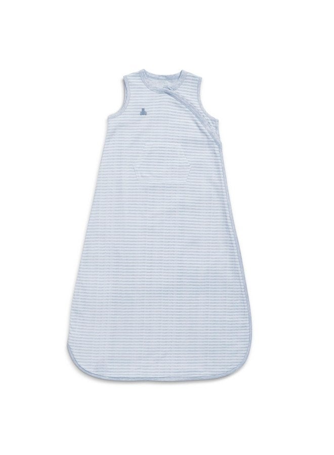 Delta Children Gap babyGap TrueSleep Sleep Sack | 100% Organic Cotton | GOTS and Oeko-Tex 100 Certified | 2-Way Zipper | Large: 6-12 Months, Bluish Grey Stripe - Image 1